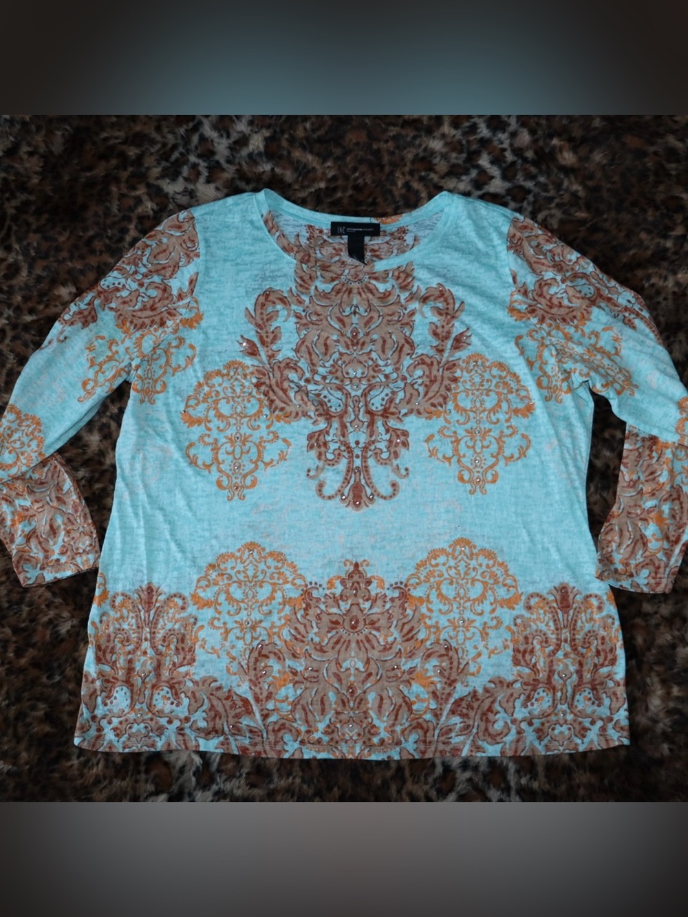 INC International Concepts Light Blue Long Sleeve Top